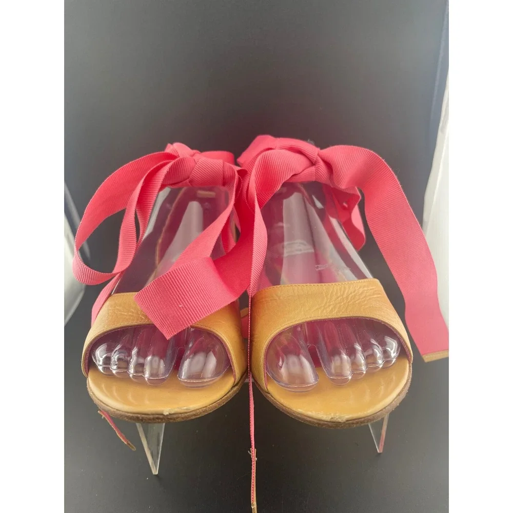 Eugenia Kim Nude Leather Ribbon Lace Up Heels Pink Grosgrain Sandals balletcore